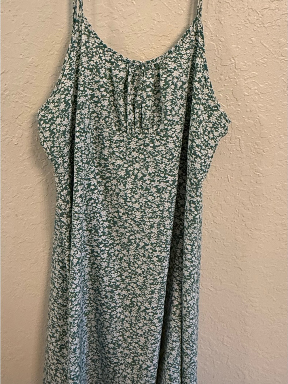 Sage Green Floral Midi Slip Dress with Spaghetti Straps